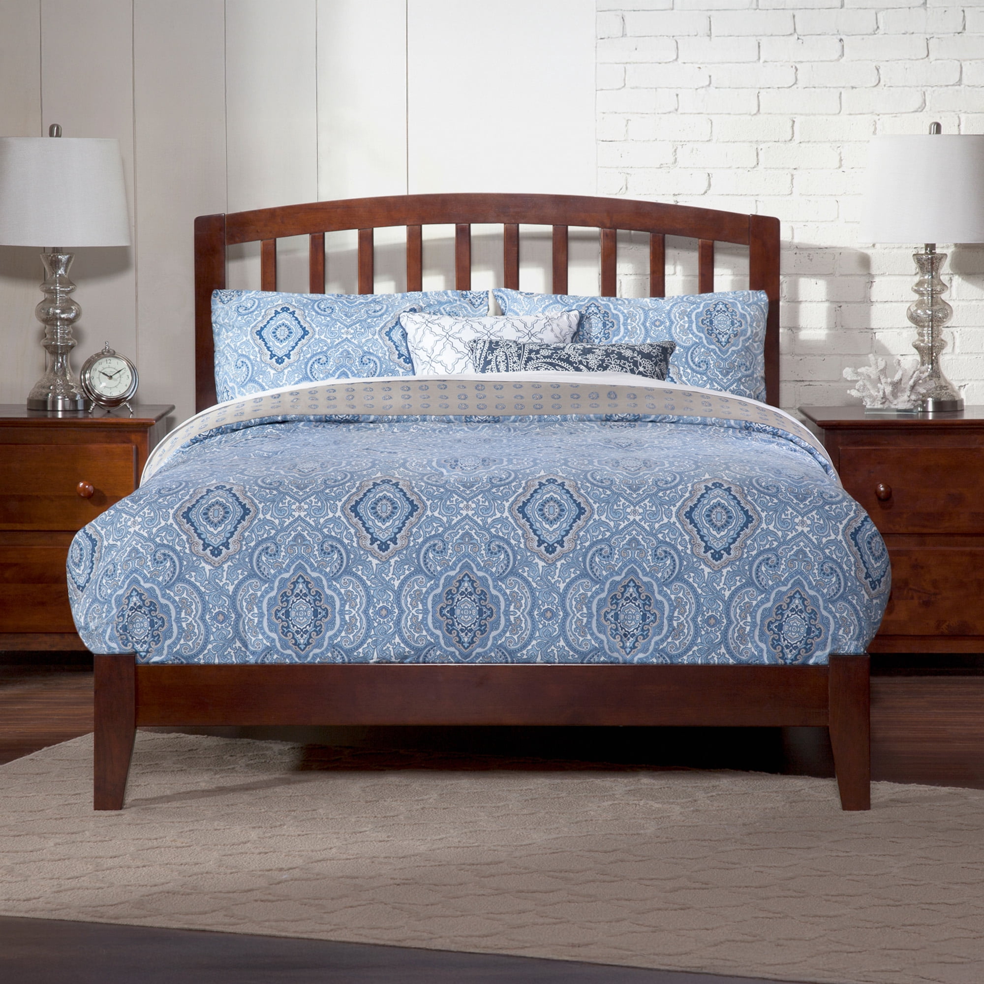 AFI Richmond King Wood Foundation Bed, Walnut