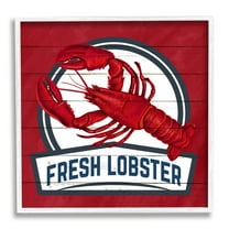 Stupell Industries Red Fresh Lobster Phrase Animals & Insects Painting White Framed Art Print Wall Art, 17 x 17