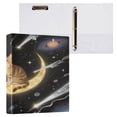 thumbnail image 3 of 3 Ring Binder 1.5 inch Round Rings with Interior Pockets Binders Organizer Office School 1Pack Brown Cat on The Moon, 3 of 10