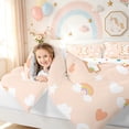 thumbnail image 2 of meiyoeat Cute Love Heart Letter T Twin Comforter Sets for Girls, Cloud Moon Bedding Set for Bedroom, Peach, Polkadot Reversible, 2pcs, 1 Comforter and 1 Pillowcase, 2 of 5