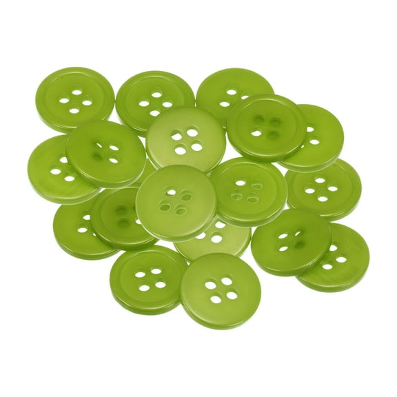 Uxcell 20pcs 24L Sewing Buttons 5/8"(15mm) Resin Round Flat 4-Hole Craft Replacement Buttons, Green