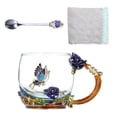 thumbnail image 2 of Yuarrent 350ml esmalte azul rosa flor taza de café de cristal 320ml Margarita leche té copas de vino whisky cóctel regalo chupito taza con cuchara Teteras Rosa Azul 320ML Yuarrent HA005099-02B, 2 of 6