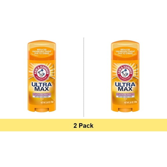 Arm & Hammer Ultra Max Solid Anti-Perspirant Deodorant Powder Fresh 2.6oz for Ladies - 2 Pack