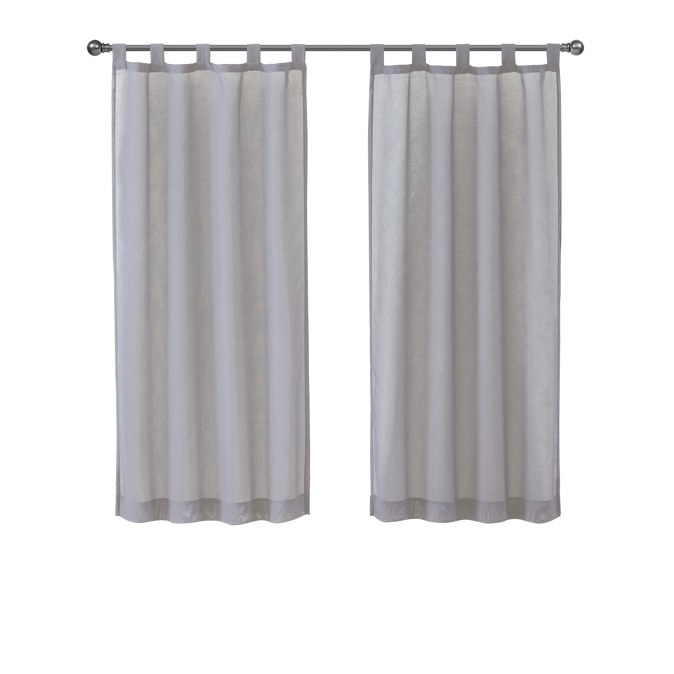 Mainstays Light Filtering Tab Top Curtain Panel Set, Set of 2, Grey, 37" W x 54” L