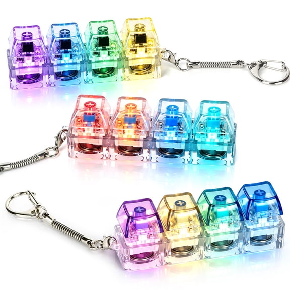 Sumsoltic 3-Pack Keyboard Fidget Toys Variety Set with Clicky & Silent Switches, Light-Up ASMR Clicker, Keychain Stress Relief Gifts for Adults Teens ADHD Anxiety