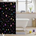 thumbnail image 3 of Manfei Dreamy Colorful Stars Shower Curtain 72Wx78L,Kawaii Cartoon Theme Bath Curtain,Black, 3 of 5