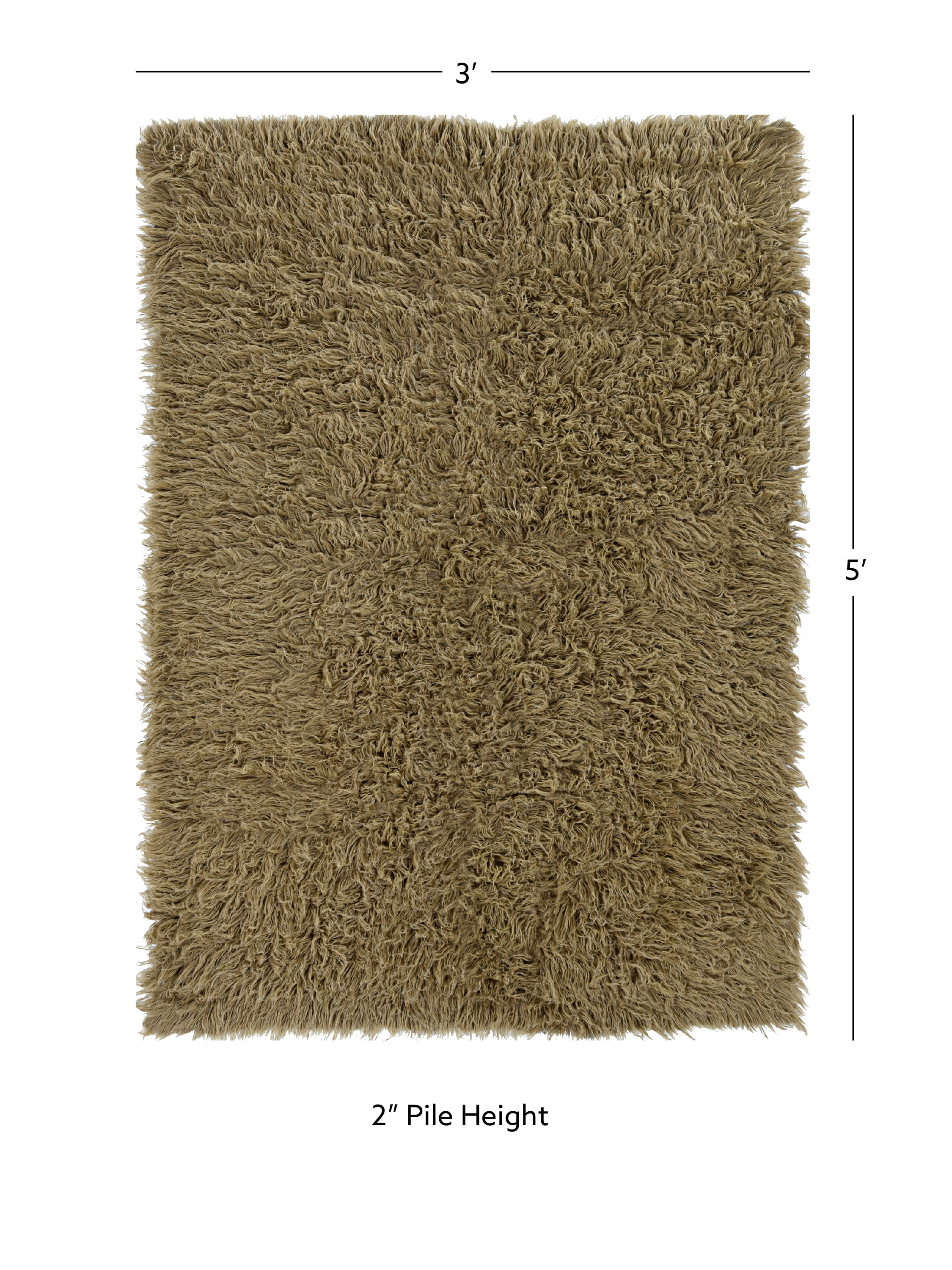 3A Flokati Rug 2000Gr Mushroom 3x5 Hand Woven 100% Zealand Wool