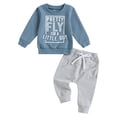thumbnail image 1 of Caqnni Boys Spring Comfort Set Sweatshirt and Matching Joggers Pants Lightweight for Spring Weather(A01-Sky Blue,12-18 Months), 1 of 7