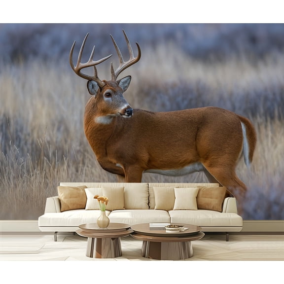 Peel and Stick Wallpaper Waterproof White tail deer rutting beautiful light Wall Mural Decor Self Adhesive and Removable 69in x 98in