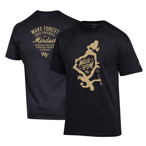 Men's Champion Black Wake Forest Demon Deacons 2022 Football Walk the Walk T-Shirt