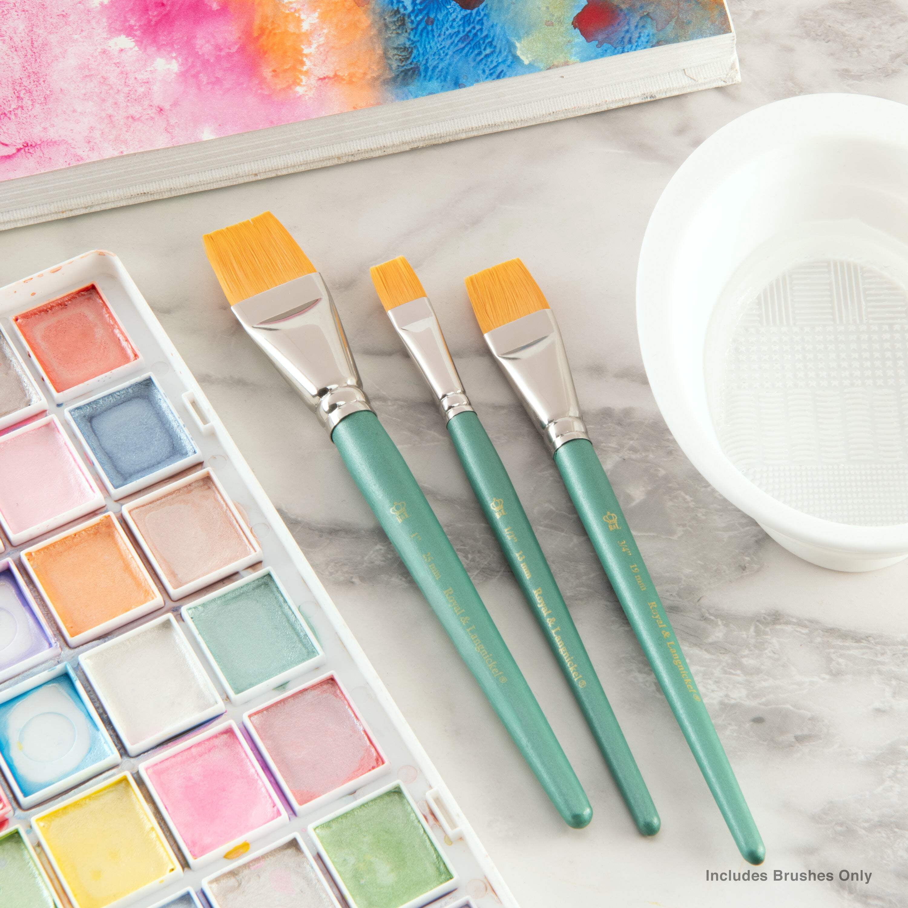 (3 pack) Royal & Langnickel Glaze Wash Golden Taklon Art Brushes 3 piece