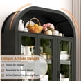 thumbnail image 3 of Blotout 3 Door Arched Kitchen Pantry Storage Cabinet, 73" Tall Farmhouse Wood Pantry Arched Cabinet with Drawer, Glass Door and Load-Bearing Steel Pipe for Dining Room Living Room, 3 of 8