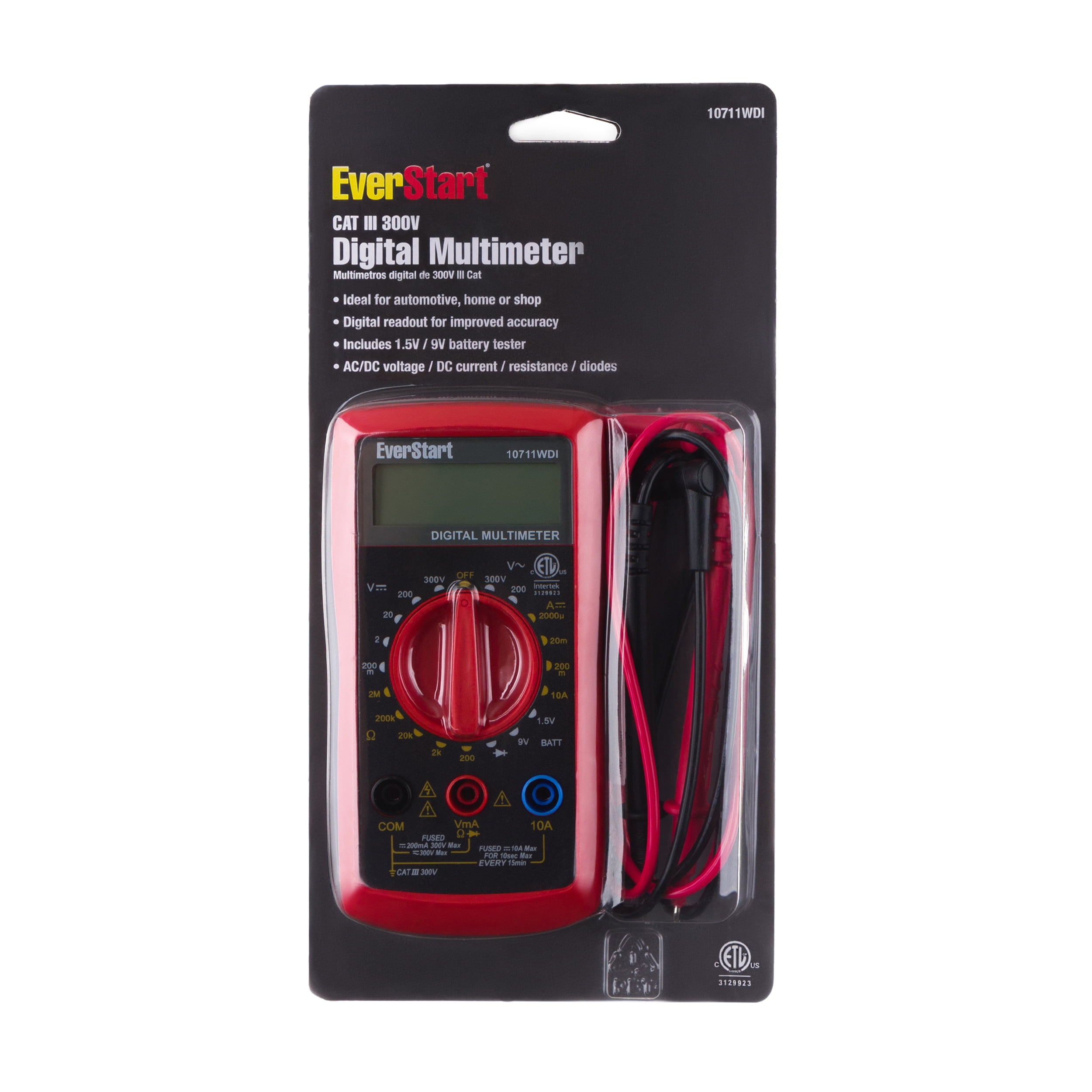 EverStart Value Automotive 300 Volt Digital LCD Multimeter, 10711WDI