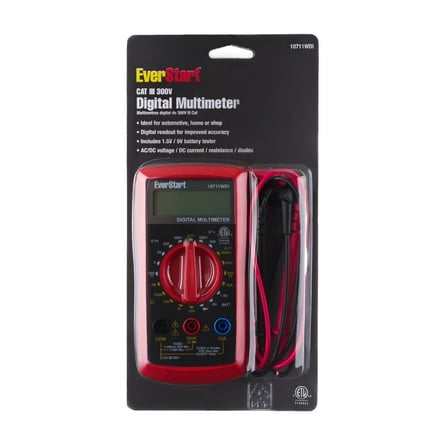 EverStart Automotive 300 Volt Digital LCD Multimeter, 10711WDI, New, 11 inch