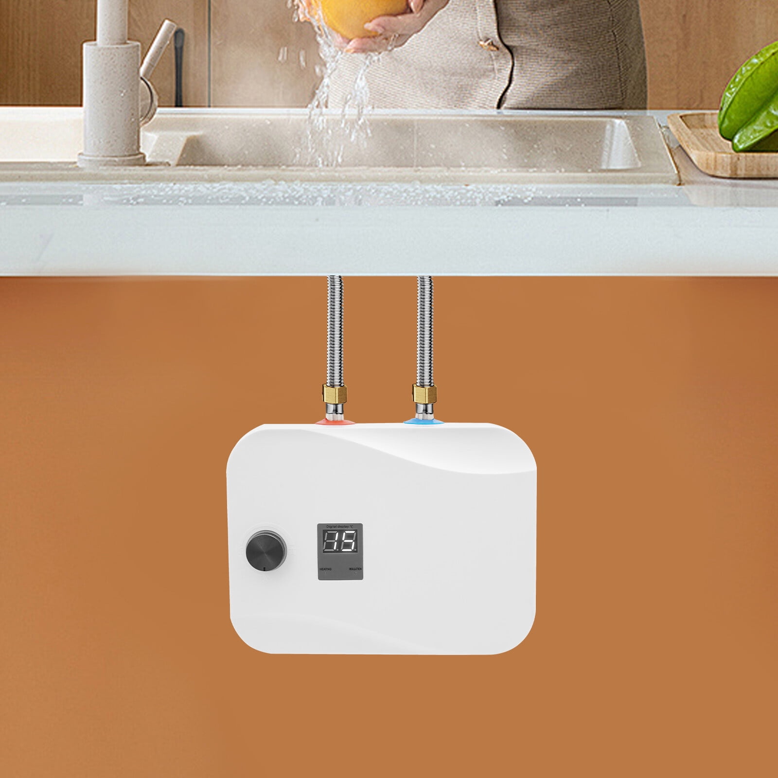 TFCFL 6L/1.59Gal Vertical Electric Water Heater Under Sink Mini Tank Water Heater 1500W 110V 86-149°F