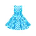 thumbnail image 4 of Robe Fille Bleue à Pois Vintage Rouge Nœud Papillon Sans Manches Quotidienne 6 Ans, 4 of 7