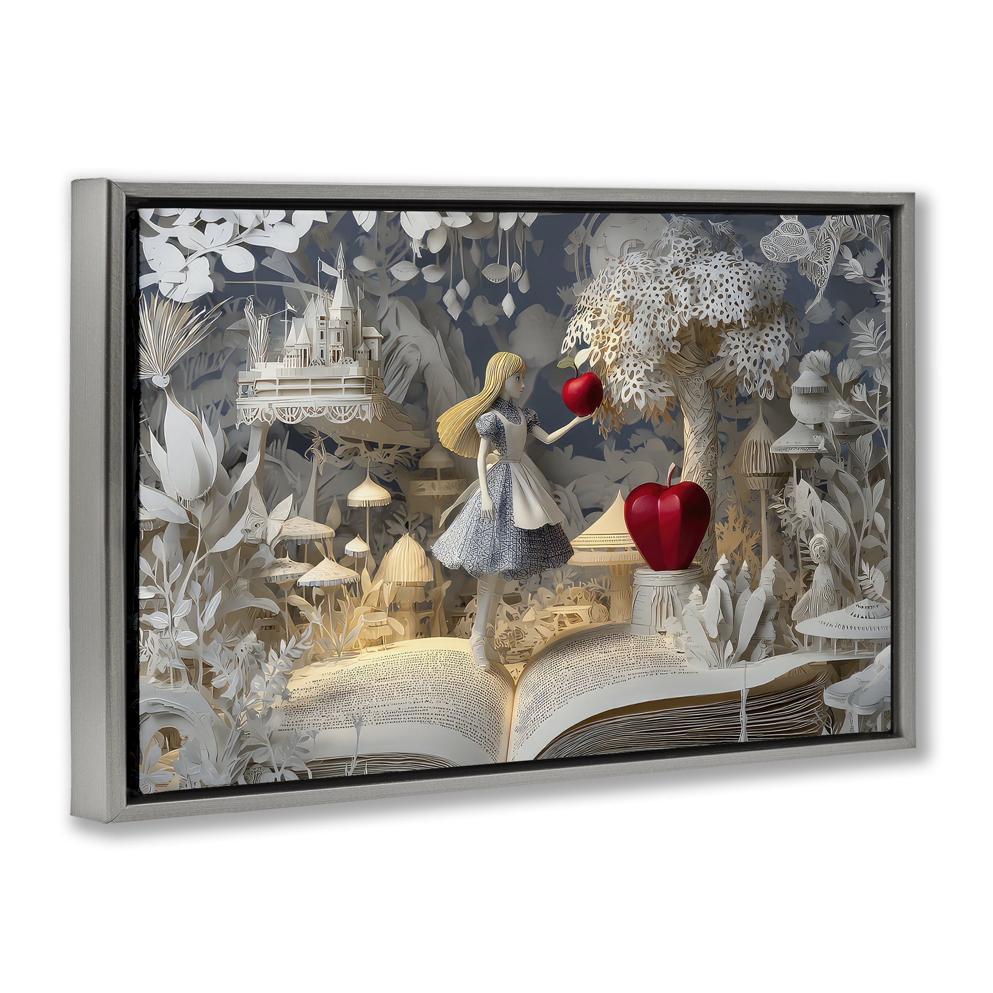 Stupell Industries Fairytale Scene Papercraft Gray Framed Floater Canvas Wall Art, design by The Wands Want