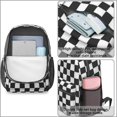 thumbnail image 4 of Black and White Checkered Pattern 17" School Backpacks for Teens,Waterproof Oxford Fabric,S-Shape Padded Straps for School,Travel,Hiking,Camping, 4 of 6