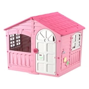 PalPlay House of Fun Playhouse for Kids  Indoor Outdoor  Working Door and Windows  Pink and White Candy Floss Color  Toddlers Age 2 and Up