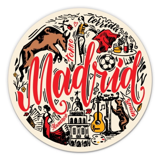 Madrid Spain - 3" Vinyl Sticker - For Car Laptop Water Bottle Phone - Waterproof Decal