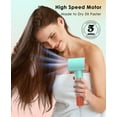 thumbnail image 4 of Negative Ionic Hair Dryer with 110,000 RPM Brushless Motor - High-Speed Lightweight Blow Dryer for Travel & Home Use, Fast Drying Low Noise Hair Drier with Smooth Nozzle, Turquoise, 4 of 8