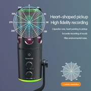USB Gaming Microphone with RGB Light, PC Microphone W/Noise Cancellation, Computer Microphone for Gaming, Recording, Streaming, Podcast, Singing, Streaming