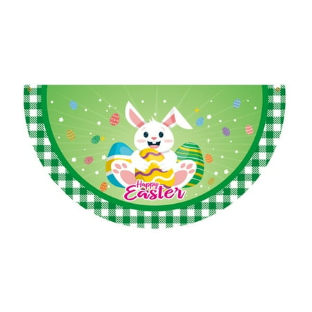 

Happy Easter Bunny Garden Flag Happy Easter Egg Decorative Spring Cute Welcome Fan-Shaped Flag with Bunny Premium Garden Flags Easter Semicircle Garden FlagWeather Resistant