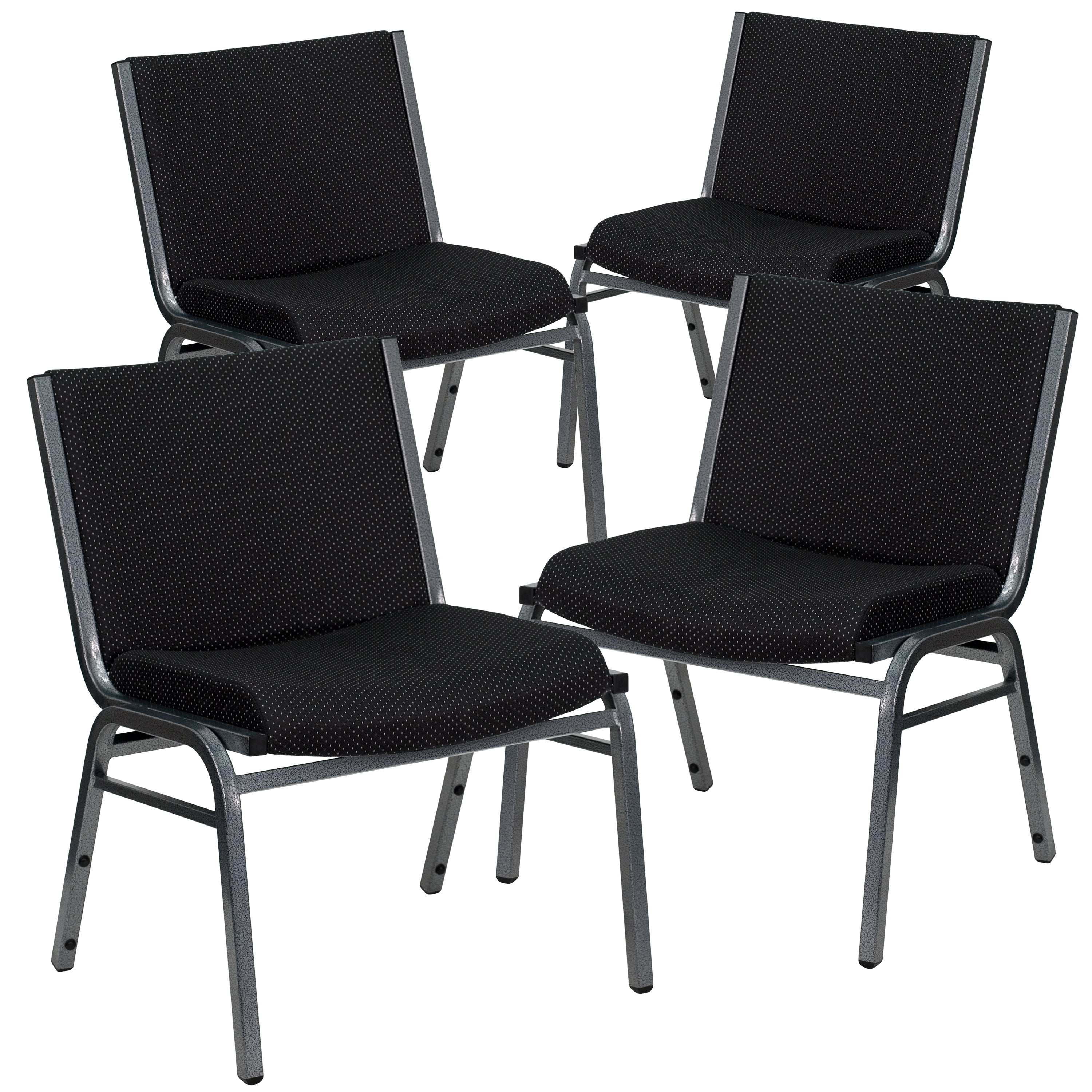 1000 Lbs Capacity Big & Tall Extra Wide Black Fabric Stack Guest Office Chair 