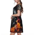 thumbnail image 2 of Balery Colorful Floral Black Dog Vestidos sueltos de manga corta para mujer, vestidos de verano 2025, vestidos casuales de corte A con vuelo., 2 of 6