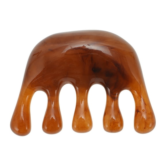 Unique Bargains 1 Pc Five-tooth Head Massage Comb for Home Light Coffee Color Resin