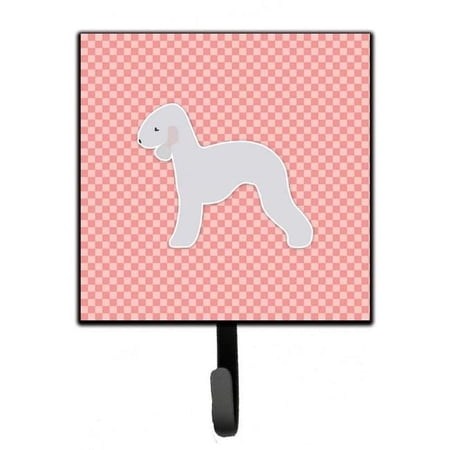 Bedlington Terrier Checkerboard Pink Leash or Key Holder