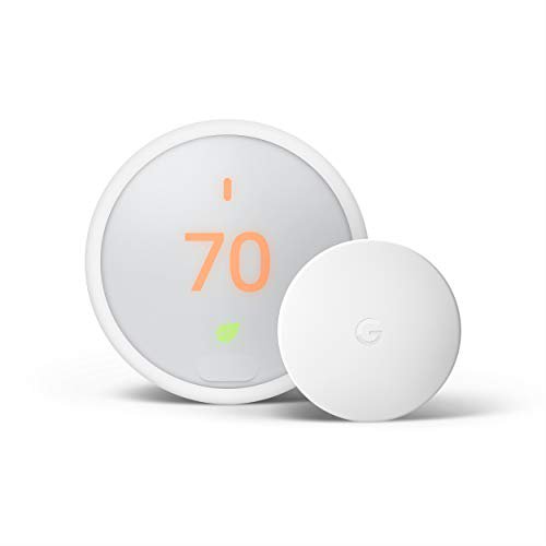 Google Nest Thermostat E - Smart Thermostat Google Nest Temperature Sensor Bundle - White