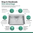 thumbnail image 4 of 32 Inch Nano-Coated Drop-in Kitchen Sink, 304 Stainless Steel 50/50 Double Bowl with Accessories, 4 of 9