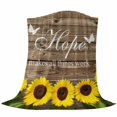 thumbnail image 6 of Sunflowers Hope Blanket Soft Cozy Warm Throw Blanket for Couch, Plush Fuzzy Flannel Fleece Blankets for Sofa, Farmhouse Floral Brown Wooden Grain Bed Blankets Lightweight Gifts for Women, 50"x60", 6 of 9
