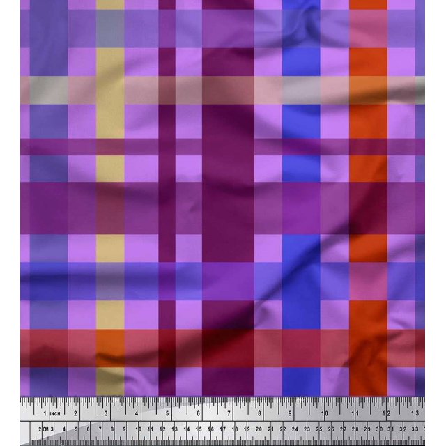 Soimoi Cotton Cambric Fabric Check Check Decor Fabric Printed Yard 42 Inch Wide