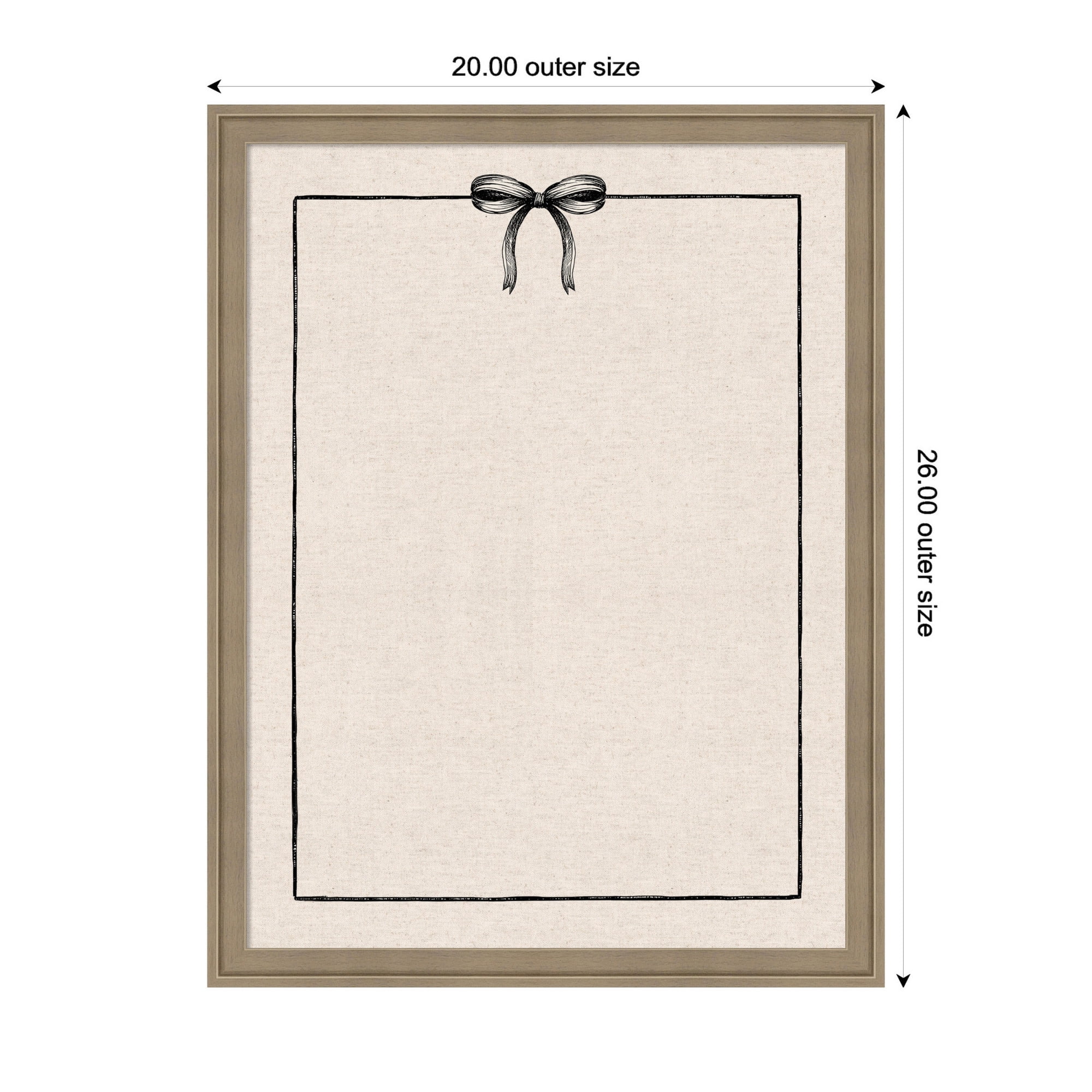 Kate and Laurel Framed Fabric Pinboard 20 x 26,  Printed Linen Classic Bulletin Board for Use as a Vision Board or Wall Organization, Florence Light Brown Frame