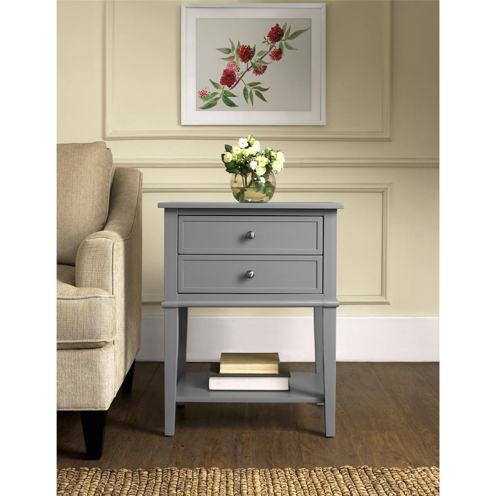 Ameriwood Home Franklin Accent Table with 2 Drawers, Gray