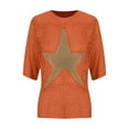 thumbnail image 4 of Fznquz Orange Tee Shirts Womens 3/4 Length Sleeve Crew Neck Knit T Shirt Casual Hollow Out Graphic T Shirts,L, 4 of 6