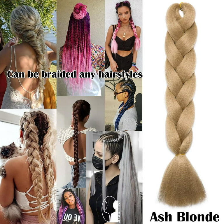 Benehair Jumbo Braiding Hair Synthetic Salon Crochet Braids Ombre for Twist  Hair Extensions 24/300g 3 Packs Ash Blonde 