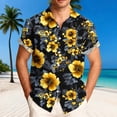 thumbnail image 2 of oelaio Men's Hawaiian Printed Short Sleeve Shirts Tropical Floral Button Down Aloha Holiday Shirt Vacation Casual Beach Clothing Multicolor L, 2 of 7