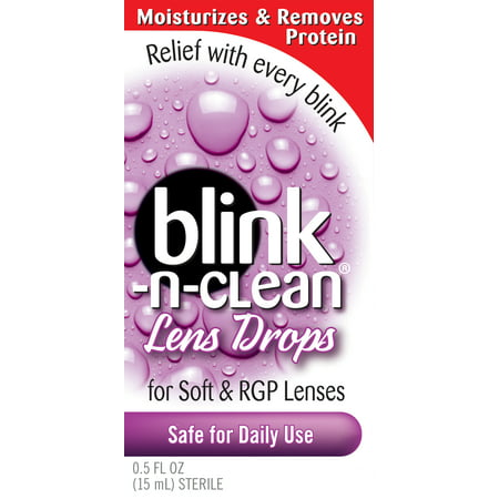 Blink-N-Clean Lens Drops, 0.5 Fl Oz/15 ml (Best Contact Lens Cleaning Solution)