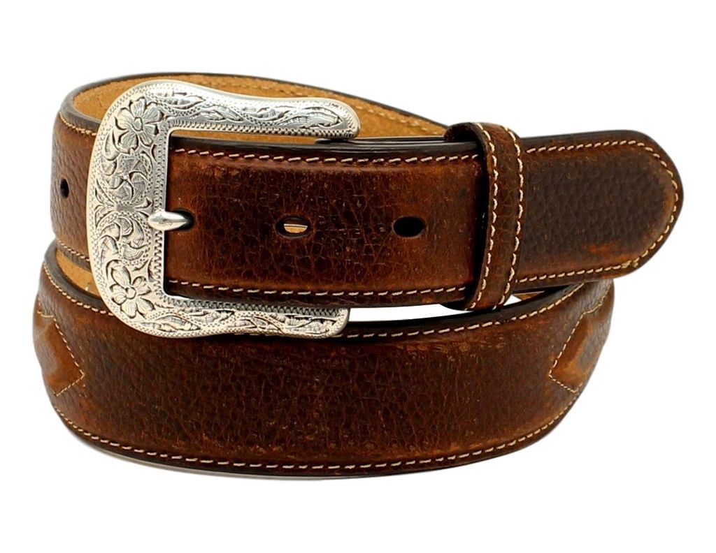 ARIAT Men's Beaded Zigzag Southwestern Leather Belt - Turquoise, Gold & Maroon Pattern, Genuine Leather