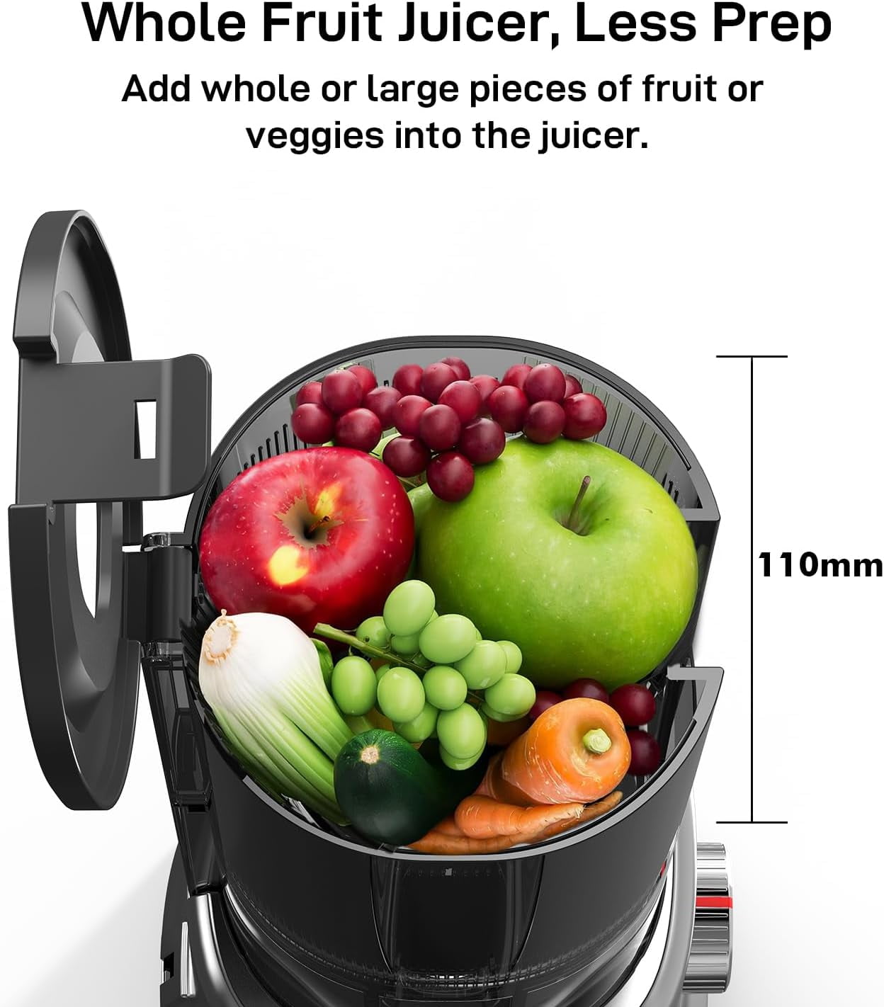 SiFENE Slow Masticating Juicer Machine, Cold Press Whole Fruit Juicer with 4.3-Inch Wide Feed Chute, Easy to Clean, High Juice Yield, Fruit & Vegetable Juicer, Home Kitchen, Green