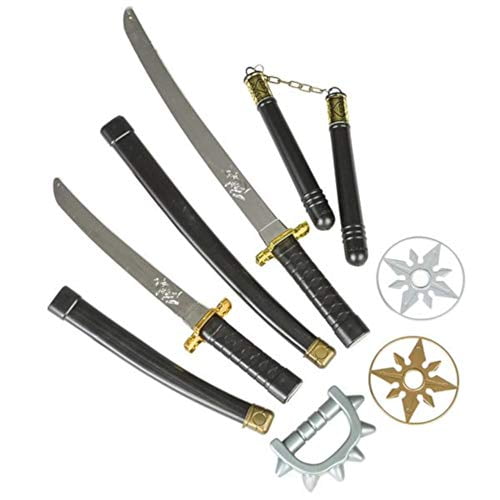 OIG Brands Ninja Toy Kit for Kids 8 Pieces Ninja Sword and Ninja Star