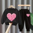 thumbnail image 2 of TOWED22 Toddler Baby Girls Clothes Outfits Long Sleeve Pullover Sweatshirt Tops + Pants Set Fall Winter,Black,1-2 Y, 2 of 4