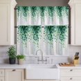 thumbnail image 3 of Kitchen Window Curtains Valance and Tier Set, Watercolor Green Botanical Leaves Rod Pocket Tier Curtain Valance Set, Farm Plant Wood Grain Light Filtering Cafe Curtains for Bedroom Living Room, 3 of 9
