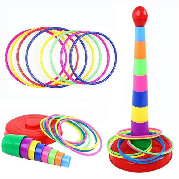 Juego de lanzamiento de anillos deportivos coloridos para niños, juegos de juguetes interactivos al aire libre