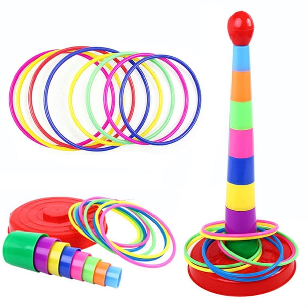 Juego de lanzamiento de anillos deportivos coloridos para niños, juegos de juguetes interactivos al aire libre