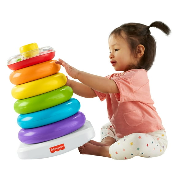 Fisher-Price Giant Rock-a-Stack Infant and Toddler Stacking Toy, 14  Inches Tall, Baby Toy for 12 months and up