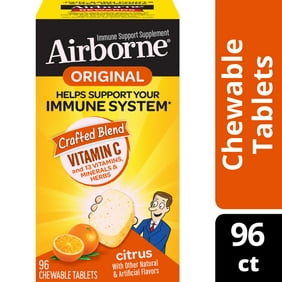 Airborne Vitamin C Chewable Tablets, Citrus - 96 ct